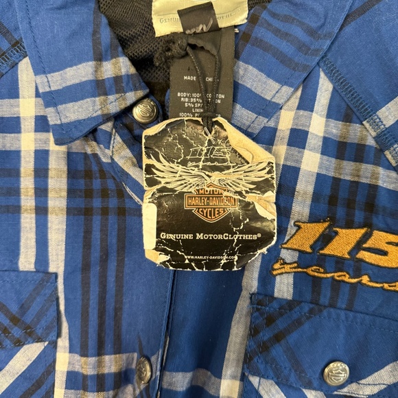 Harley Davidson Blue Plaid Button Down Short Sleeve Shirt Men’s Size 2XL - Picture 4 of 13
